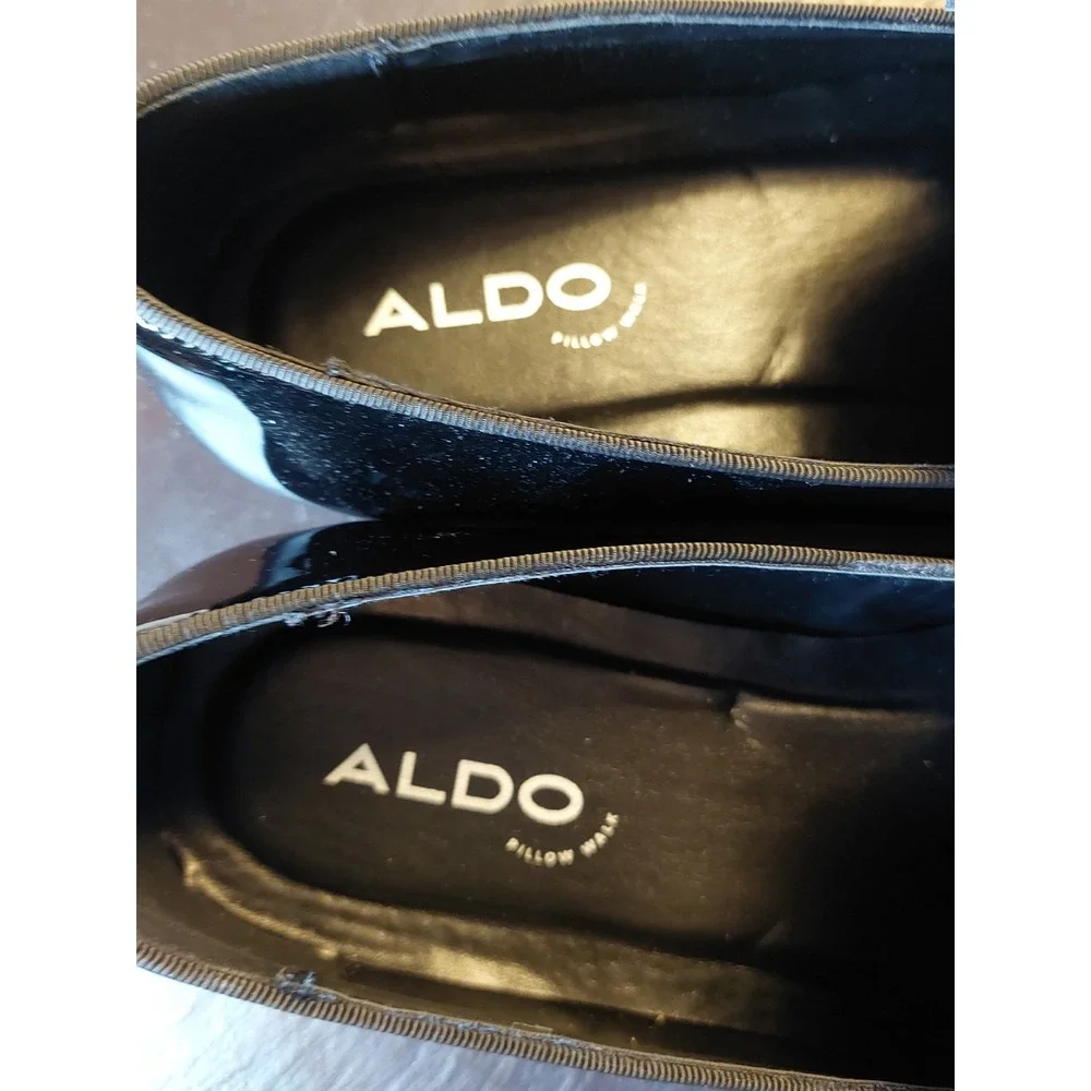 Aldo Men's Umo Black Patent Loafer With Chain Pillow Tech Flex Sz 9.5 NEW! $168